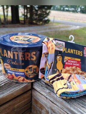 Women's Yellow Multi-Color Boxer Brief And Socks - Peanut Print